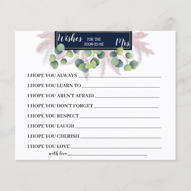 wünscht bald Frau Pampas Grass Shower Card zu werd Flyer (Vorne)