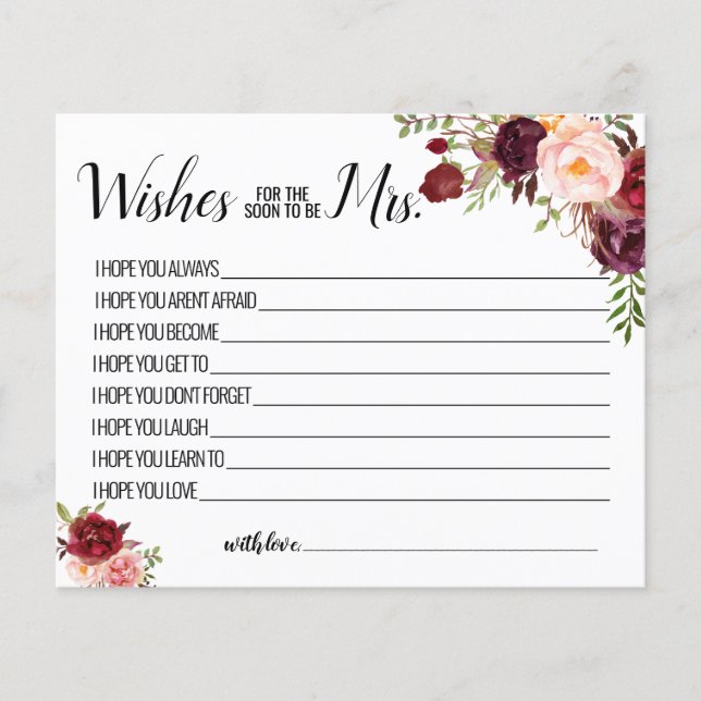 wünscht, dass der Bald Frau Marsala-Karte wird (Vorderseite)