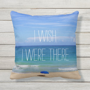 Wünscht, ich wäre da - Blue Beach Umbrella Kissen