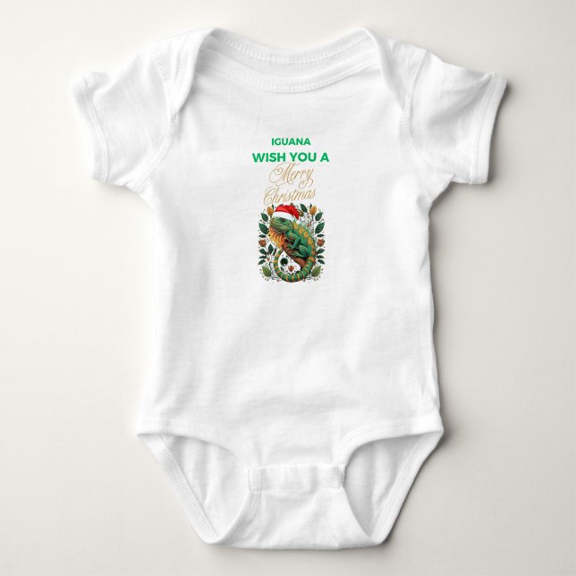 WÜNSCHT IHNEN EINE IGUANA MERRY CHRISTMAS BABY STRAMPLER (Vorderseite)