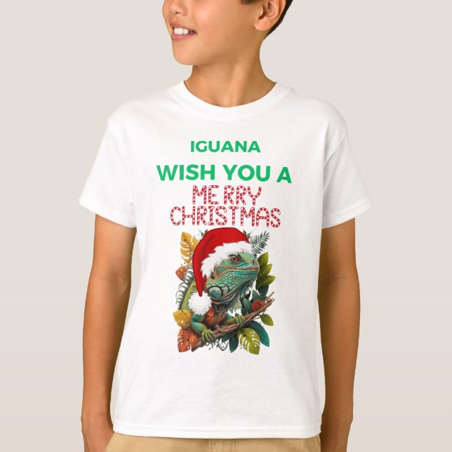 WÜNSCHT IHNEN EINE IGUANA MERRY CHRISTMAS T-Shirt (Vorderseite)