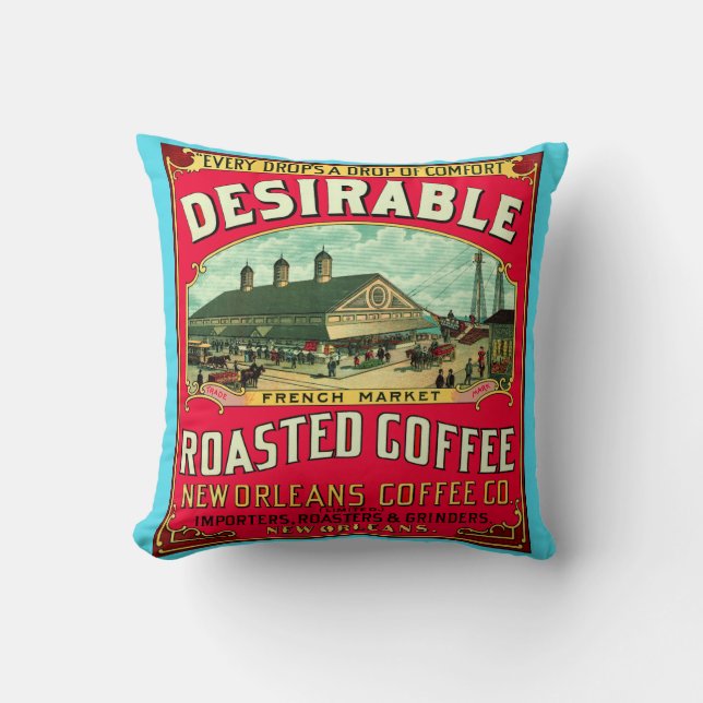 Wunschtierter französischer Markt Röstkaffee Kissen (Vorderseite)