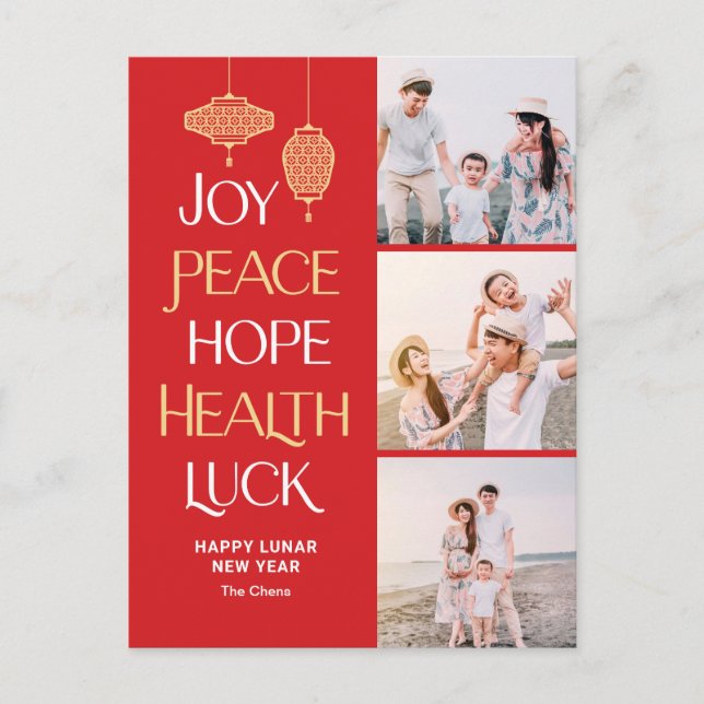 Wunschwörter Chinesisch Neujahr Postkarte (Vorderseite)