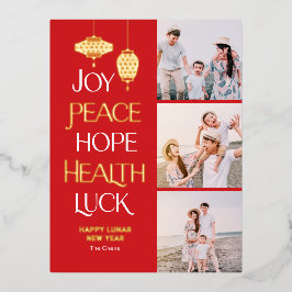 Wunschwörter FOIL Chinesisch Neujahr Postkarte