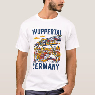 Wuppertal Deutschland Schwebebahn Stadt Skyline T-Shirt