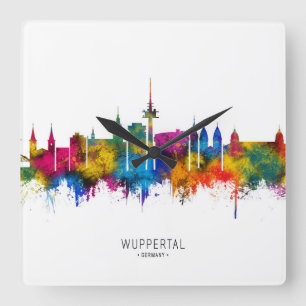 Wuppertal Deutschland Skyline Quadratische Wanduhr