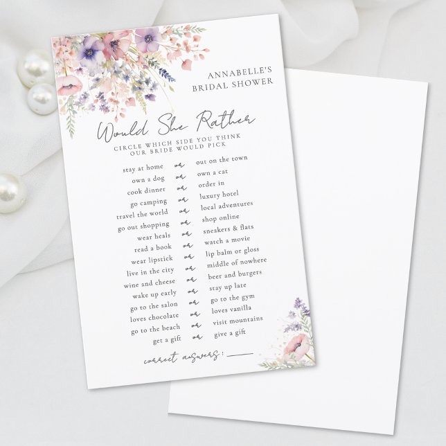 Würde eher Wildblume Brautparty (Would Rather Wildflower Bridal Shower)