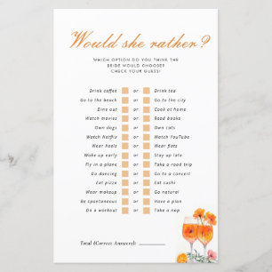 Würde sie eher Aperol Spritz Brautparty Game