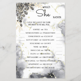 Würde sie eher Black Rose BridalShower Game Card Flyer