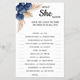 Würde sie eher BlueFlower Brautparty GameCard Flyer