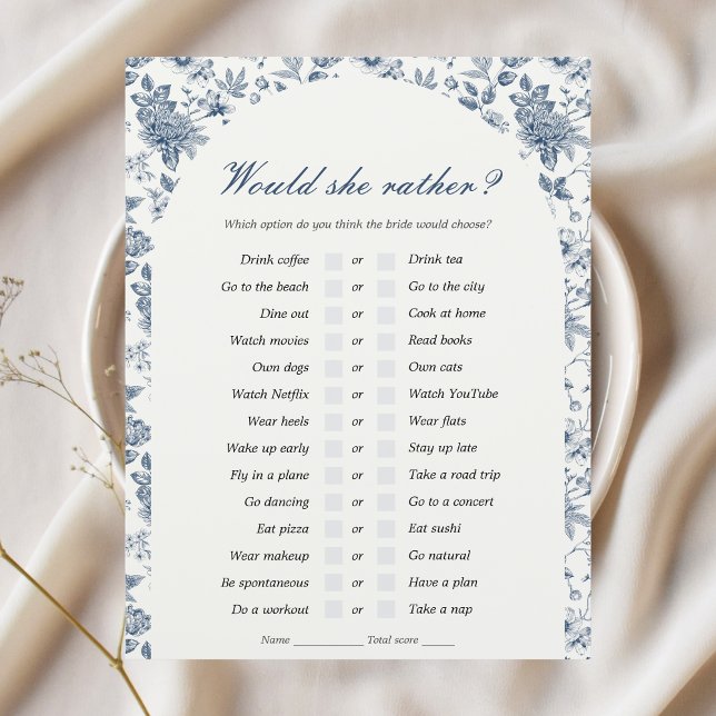 Würde sie eher Brautparty spielen Chinoiserie (would she rather bridal shower game that matches something blue before i do theme blue chinoiserie
)