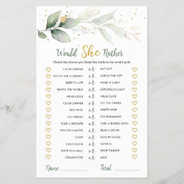 Würde sie eher Bridal Game Green Foliage Flyer