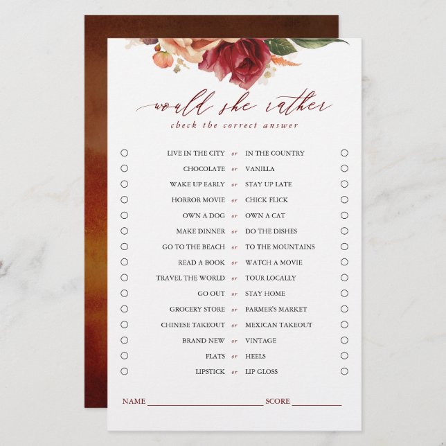 Würde sie eher Bridal-Spielkarten verwenden? (Vorne/Hinten)