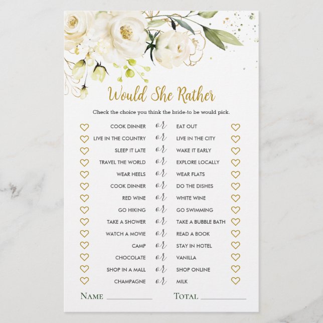 Würde sie eher das Brautparty von White Roses spie Flyer (Vorne)
