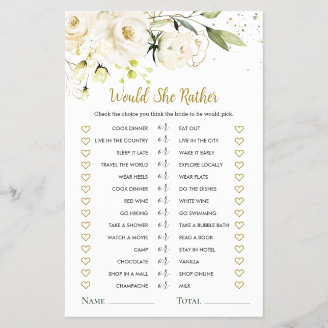 Würde sie eher das Brautparty von White Roses spie Flyer (Vorne)