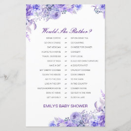 Würde sie eher ein Baby-Dusche-Spiel DRUCKEN?