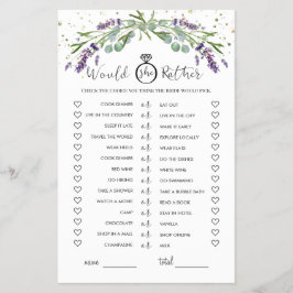 Würde sie eher Eukalyptus Lavender Bridal Spiel Flyer