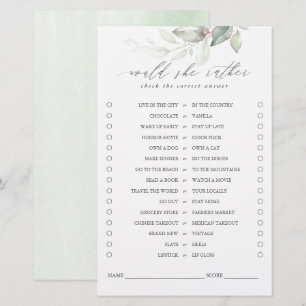Würde sie eher Greenery Blätter Bridal Game