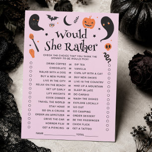 Würde sie eher Halloween-Baby-Party-Spielkarte Einladung