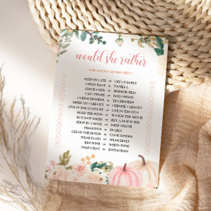 Würde sie eher Herbst-Baby-Shower-Spielkarte Einladung