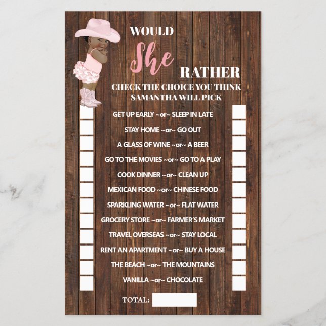 Würde sie eher OM Cowgirl Baby Duschkarte machen? Flyer (Vorne)