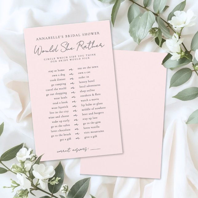 Würde sie eher Pink Bride Junggesellinnenabschied  (Would She Rather Pink Bride Bridal Shower Game)