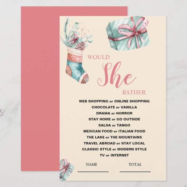 Würde sie eher Weihnachten Strumpf Bridal Game (Vorne/Hinten)