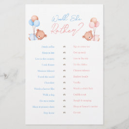Würde sie lieber Boy Girl Twins Teddy Bear Game Flyer
