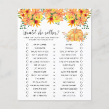 Würde sie lieber - Pumpkin Baby Duschspiel