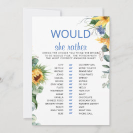 Würde sie lieber Sonnenblumen-Brautparty Einladung