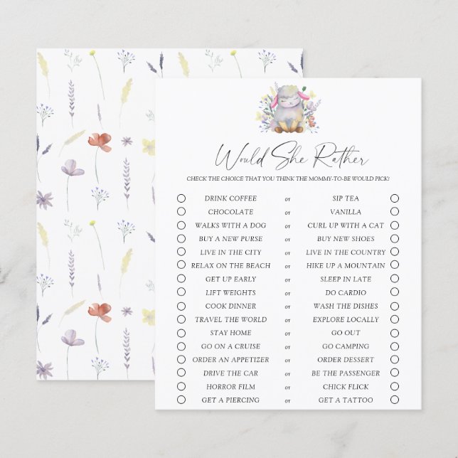 Würde sie lieber Spiel - Baby Lamm (Vorne/Hinten)