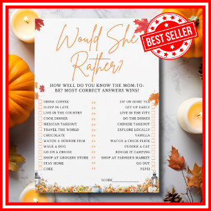 WÜRDE SIE RATHER Baby Shower Game WENIG PUMPKIN Einladung