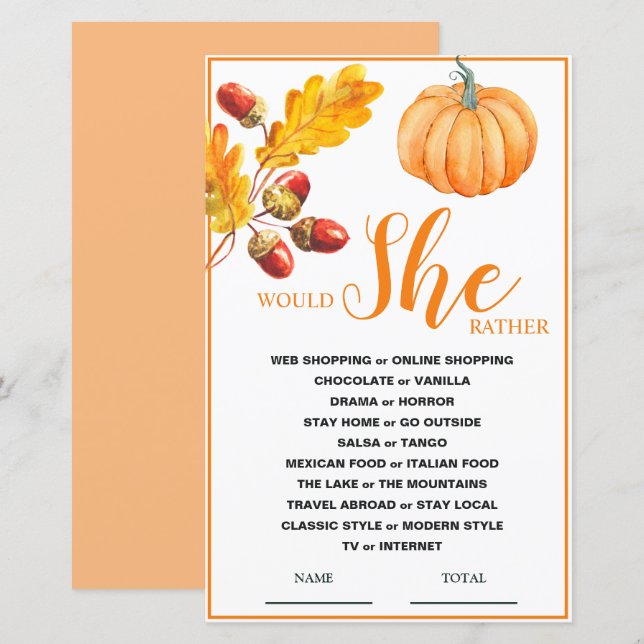 Würde sie stattdessen fallen Pumpkin Bridal Spiel (Vorne/Hinten)