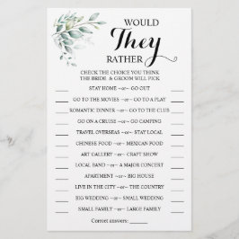 Würden sie eher Eukalyptus-Duschspielkarte Flyer