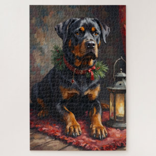 Würdevoller Rottweiler-Hund-Weihnachtslaterne