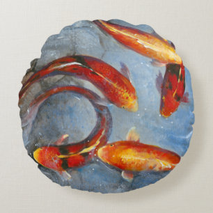Würdevolles Koi I Rundes Kissen