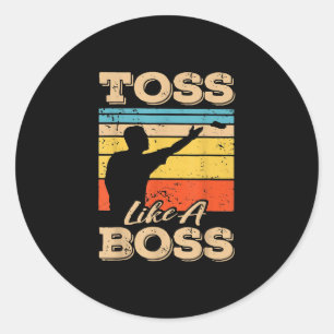 Wurf wie ein Boss Vintage Cornhole Runder Aufkleber