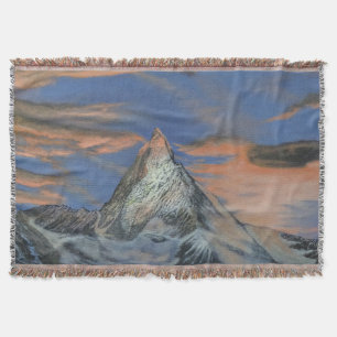 Wurfdecke - "Das Matterhorn bei Sonnenuntergang" Decke