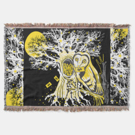 Wurfdecke – Urbaner Baum Eule & Wohlstand Surreal Decke