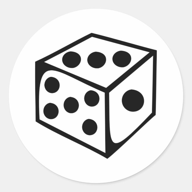 Würfel - Drei Runder Aufkleber (Vorderseite)