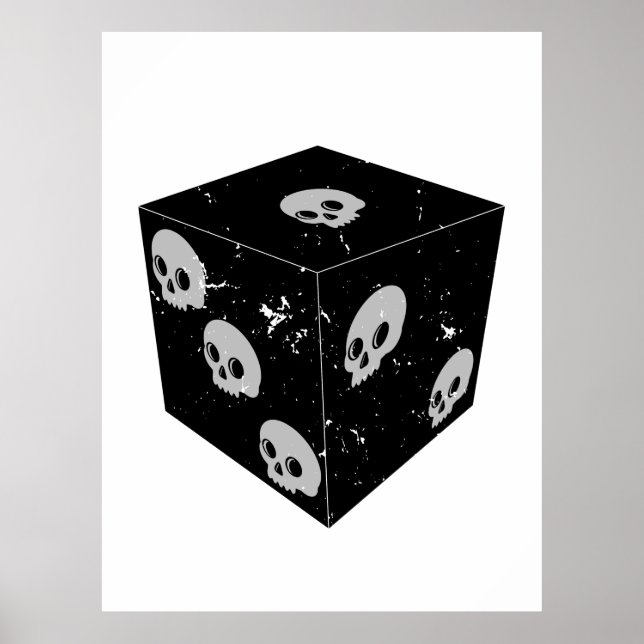 Würfel für beschädigte Skull-Zeichnungen Poster (Vorne)