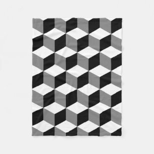 Würfel-großes Muster Schwarz-weiß u. grau Fleecedecke