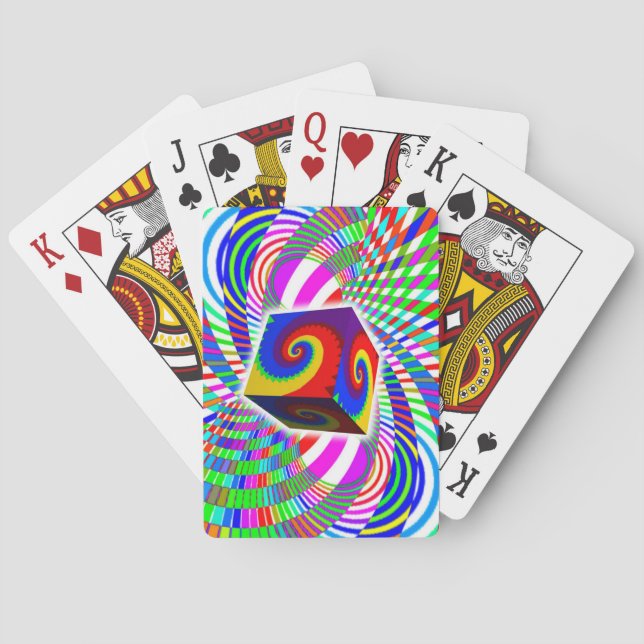 Würfel schweben über Mathe Art Spielkarten (Rückseite)