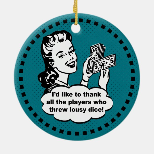 Würfel-Spiel-Sieger Keramikornament (Hinten)