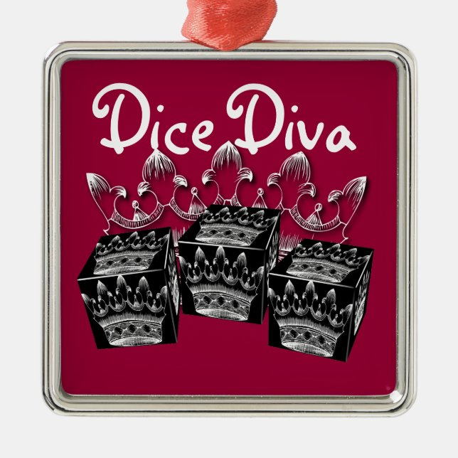 Würfeldivaverzierung Ornament Aus Metall (Vorne)