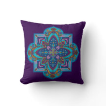 Wurfkissen - blaues und violettes Mandala
