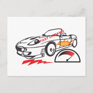 Wurfkissen Fast Dreams – Rennwagen-Kissen-Design Postkarte