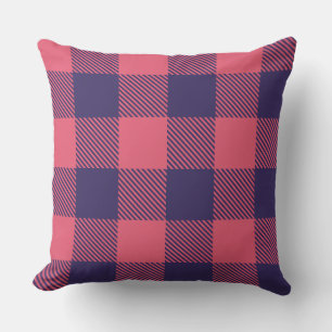 Wurfkissen Hot Pink Magenta Indigo Büffel Karo Kissen