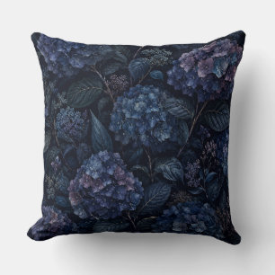 Wurfkissen Midnight Hydrangea   Dunkle Flora Kissen