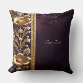 Wurfkissen mit goldenem Blumenornament Kissen